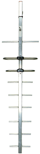 UHF DTV 9 element dual-dipole Yagi, aluminium, 520-820MHz, specify 15 Ch, 100W, 10.5dBd – 1.2m